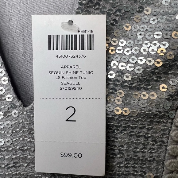 NEW Chico's Womens Sequin Shine Sparkle Henley Tunic Sz L Gray Rayon Flowy - Picture 9 of 12